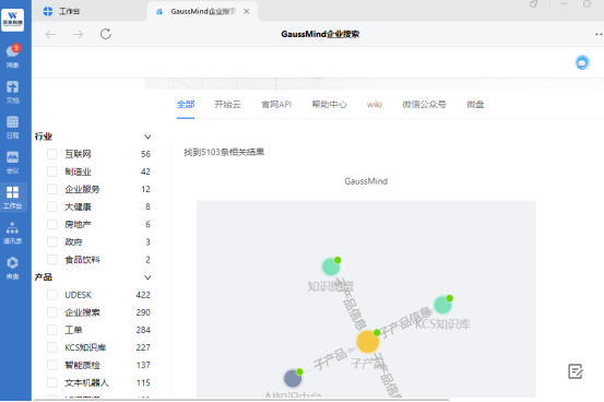 沃丰科技AI企业微信界面的企业搜索